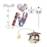 XHBTS - Juego de 35 aretes Tian Guan Ci Fu con marcapáginas, cordón para el cuello, llavero, soporte para el anime, Hua Cheng, BL, mariposa, pulsera, cosplay, regalos, Metal, No es una piedra preciosa