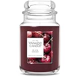 Yankee Candle Large Jar Scented Candle with up to 150 Hour Burn Time, Premium Plant Wax Blend for Consistent Burn, 22 oz Jar Candle with Room Filling Fragrance, Black Cherry