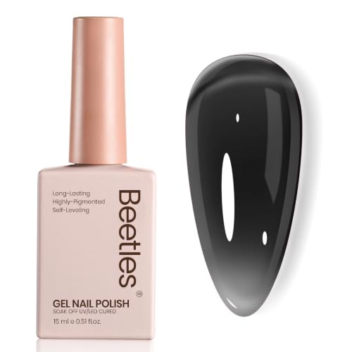 Image of Beetles Black Jelly Gel Nail Polish - 15ML Sheer Black Gel Polish Neutral Jelly Translucent Effect Soak Off UV French Nail Art DIY Home Manicure Gift for Women