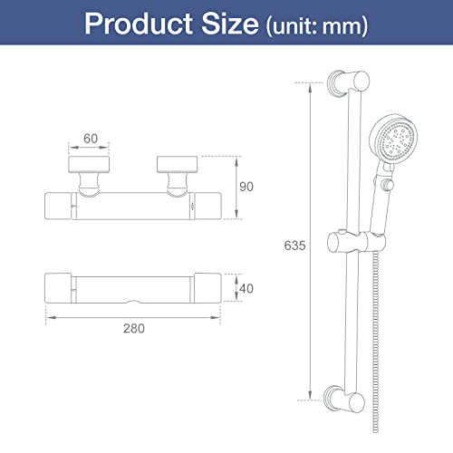 ROWINNAO Thermostatic Shower Mixer, Bathroom Accessory Shower Set including Wall Mounted Thermostatic Mixer Tap - Image 4