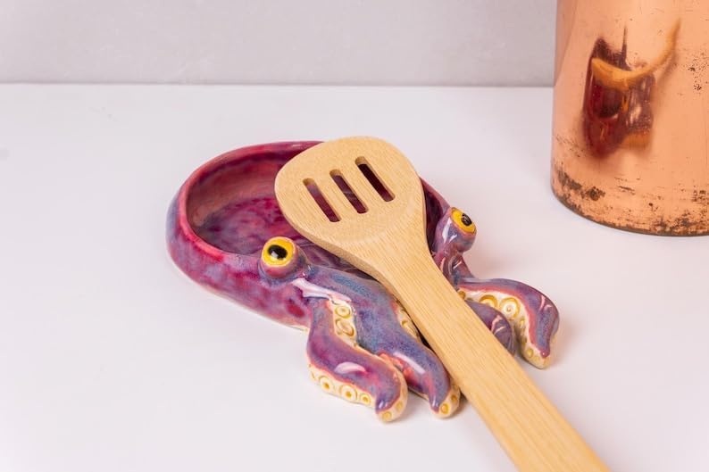 Octopus spoon rest, Kitchen decor, Ceramic spoon rest