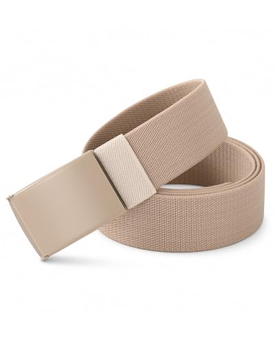 Image of Mile High Life Stretch Canvas Belt for Men, Golf Casual Elastic Web Belt, Top Military Buckle, Adjustable Cut to Fit