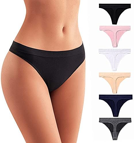 6 pack No Show thong pack for women thongs for women seamless thongs for women pack thong underwear women All Black