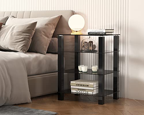 FITUEYES 4-Tier Media Stand Audio/Video Component Cabinet with Glass Shelf for/Apple Tv/Xbox One/ps4 AS406002GB - Image 3