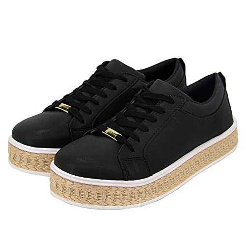 Tênis Sapatenis Flatform Casual Sola Alta Selten Preto 33, Preta