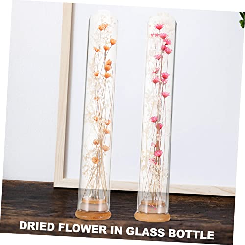 2 piezas flores secas en botellas de cristal decorativas miniatura 5