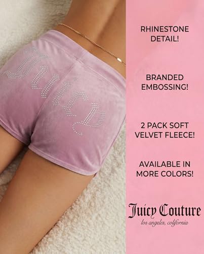 Image of Juicy Couture Women's 2-Pack Sleep and Lounge Velvet Fleece Dolphin Shorts