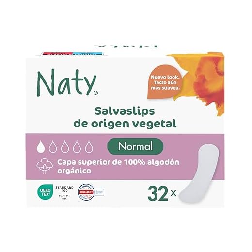 Naty Salvaslips Normal | Capa superior de 100% algodón orgánico| Seguro para la piel | Sin perfume, 0% plástico convencional | Cómodos y transpirables | 32 unidades