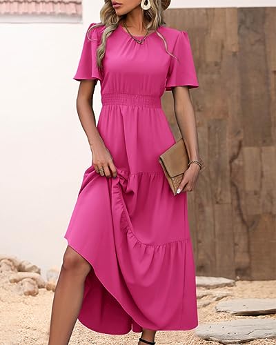 Image of PRETTYGARDEN Women's Casual Smocked Boho Floral A-Line Maxi Dress 2026