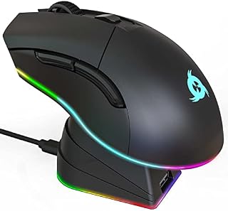 KLIM Blaze Pro RGB Rechargeable Wireless Gaming Mouse with Charging Dock + High-Precision Sensor and Long-lasting Battery + Up to 6000 DPI + Wired and Wireless Mouse for PC PS4 PS5 NEW 2022