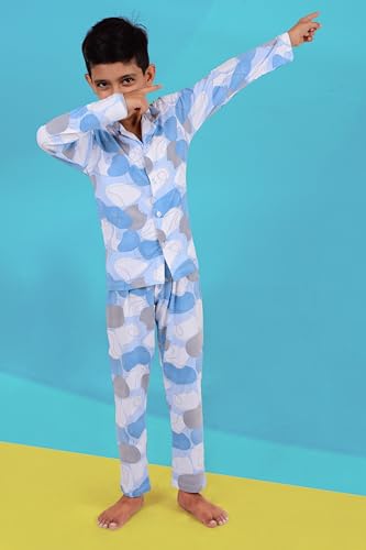 Image of 3BROS Kid's Pure Cotton Full Sleeves Night Suit /Dress for Boys /Girls Full Pajama & Top Sleep Suit Combo Set
