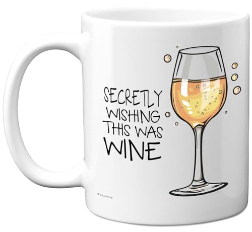 Funny Mug for Men Women - Secretly Wishing This was Wine - Funny Birthday Mugs Present Gifts for Friend Family Colleague, 11oz Ceramic Coffee Humour Joke Banter Cup