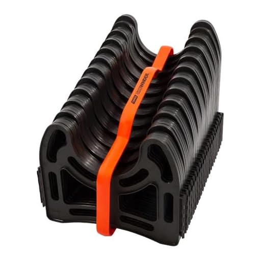 Camco 20ft (43051) Sidewinder RV Sewer Hose Support, Made From Sturdy Lightweight Plastic, Won't Creep Closed, Holds Hoses In Place - No Need For Straps