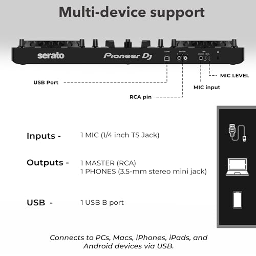 Image of Pioneer DDJ-REV1 Scratch-Style 2-Channel DJ Controller for Serato DJ Lite - Black Bundle with DJ Case and Austin Bazaar Polishing Cloth