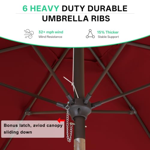 Image of ABCCANOPY 7.5ft Scalloped Patio Umbrella, Outdoor Table Umbrella with Tilt and Crank, Fiberglass Ribs Deck Umbrella for Patio, Pool, Garden, Picnic (Burgundy)