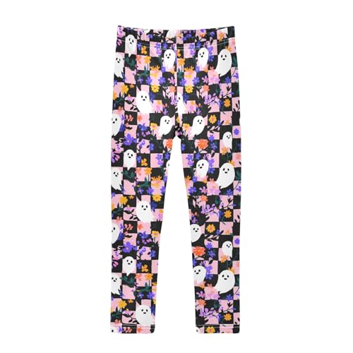 Girls' Athletic Leggings Ankle Length Yoga Dance Pants Kids Teen 4T Checkered Ghostly Floral