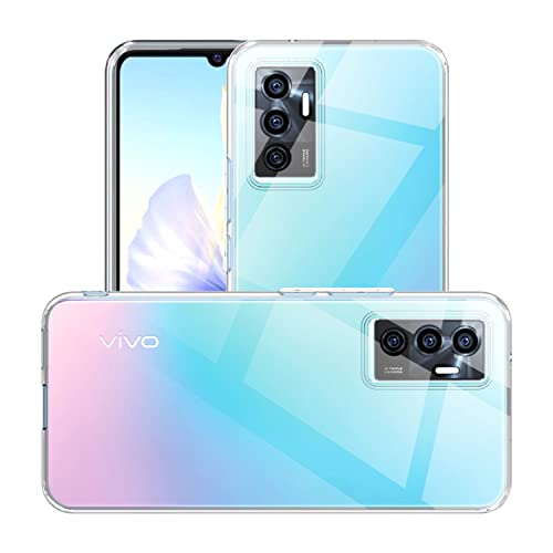 Image of Case Creation New Vivo V23e Premium Imported 0.3mm Crystal Clear Totu Silicone Transparent Flexible Soft Corner Protection with TPU Slim Back Case Color Variation Cover for Vivo V23e