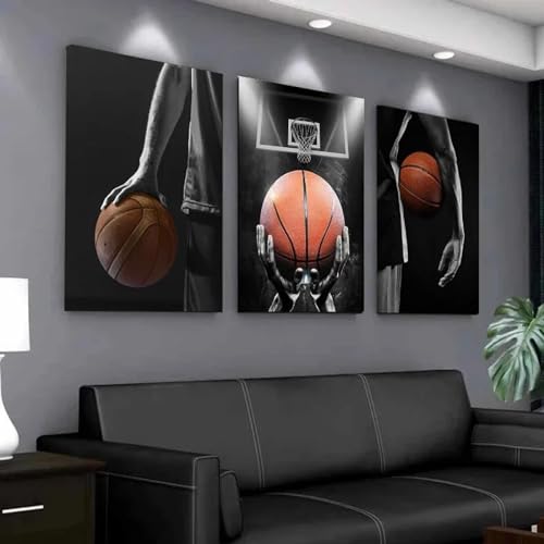 Décoration de salon basket-ball lot de 3 toiles géantes pour habiller vos murs nus