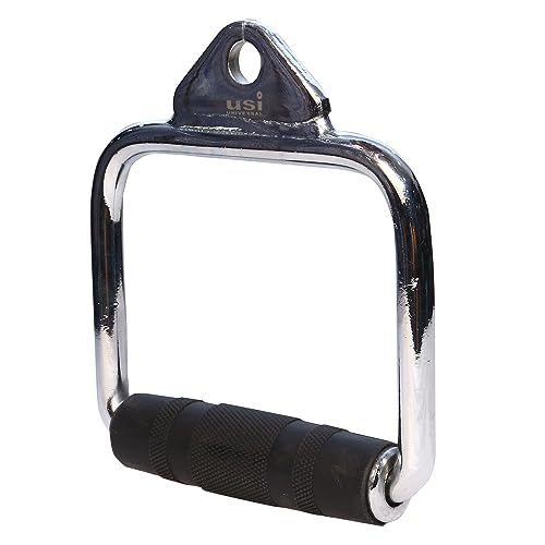 Image of USI Universal Cable Machine Attachment LAT Pulldown Attachments Home Gym Triceps Pull Down Attachment Cable Machine Equipments for Home Gym (Silver- D Handle)