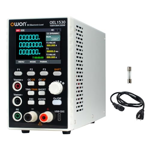 OWON Programmable DC Electronic Load OEL1530 DC 150V 30A Maximum 300W USB/RS232 CV CC CR CP 4 Operation Modes 5kHz Dynamic Lab Bench Power Tester with 2.8 TFT Color LCD Display