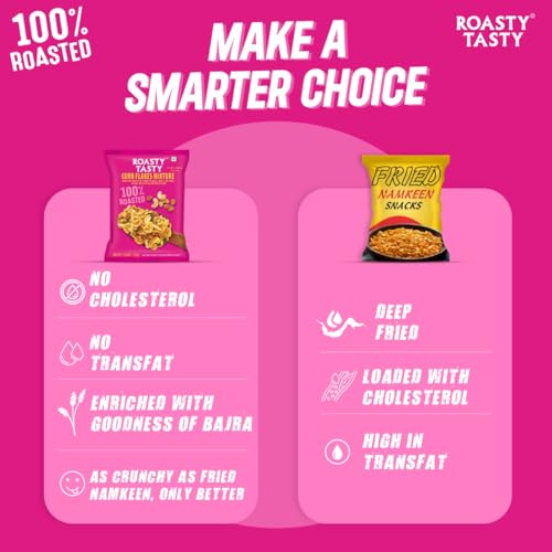 Image of Roasty Tasty Cornflakes Mixture Roasted Namkeen 200g | Palm Oil Free Snack | Replacement of Fried Snack & Bhujiya | Ideal Millet for Kids & Adults | Diet Mixture Millet Snacks Items | Roasted Chivda Cornflakes