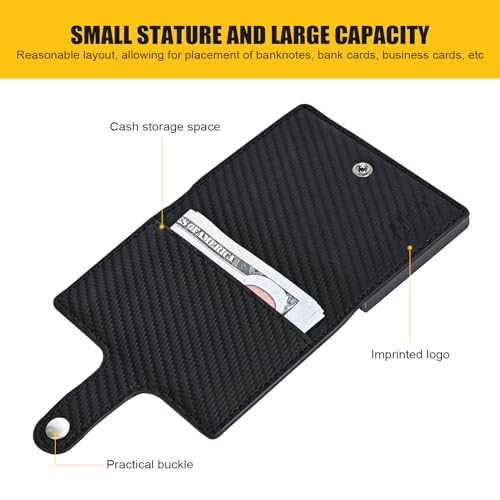 Pop Up Wallet for Men with Buckle, Smart Credit Card Wallet, Mens Minimalist Wallet, Card holder Wallet, ID Window, RFID-blocking(Carbon Fibre)4