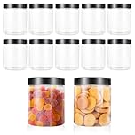 SenZee Plastic Jars with Lids 210ml 12 Pcs Clear Plastic Storage Jar with Screw Top Lid Small Spice Cake Jars Pots for Kitchen Cosmetics Containers