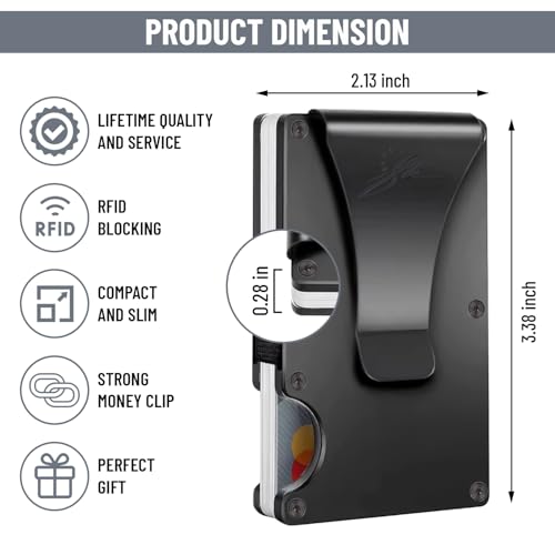 Minimalist Wallet for Men - Front Pocket Wallet with Money Clip & RFID Blocking (Black)2