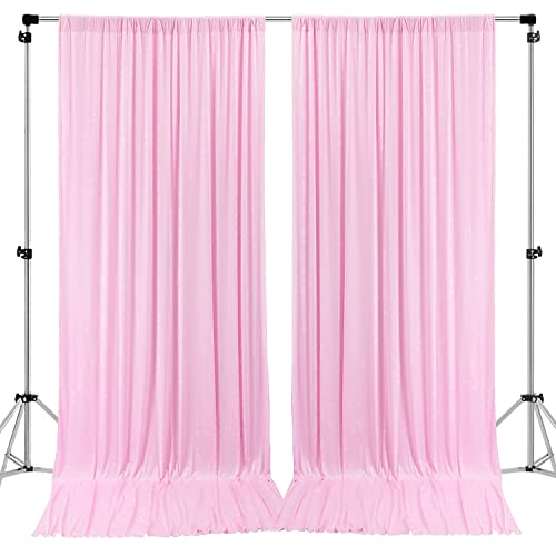 10 Ft X 10 Ft Wrinkle Free Pink Backdrop Curtain Panels, Polyester Photography Backdrop Drapes, Wedding Party Home Decoration Supplies #TOP5