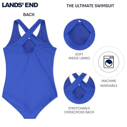 Image of Lands' End Girls' UPF 50+ Stretch Crisscross Back One Piece Swimsuit