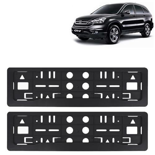 Image of KINGSWAY CRV Car Number Plate Frames for All 2007 to 2011 Models of Honda Car Registration Plate Holders, Black Licence Plate Covers (Front and Rear), Universal Size 51.5 x 14.5 cm