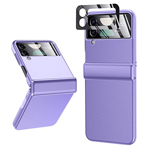 Leiau For Samsung Galaxy Flip 4 Case Full Cover Hinge Protection Slim Leather Case With Built-In Screen Metal Volume Key Protection Wireless Charging - Shockproof Protective Phone Case #TOP5