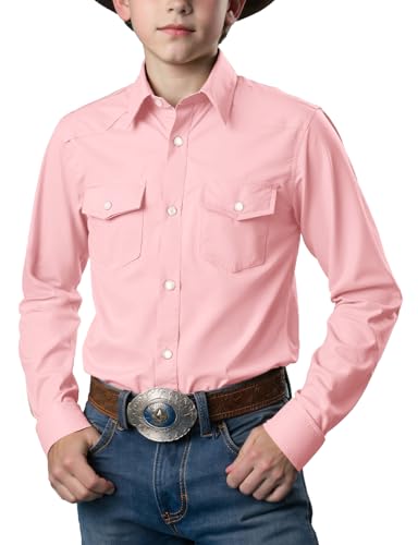 Image of Spring&Gege Boys' Long Sleeve Western Cowboys Pearl Snap Button Down Shirts (5-14 Years)