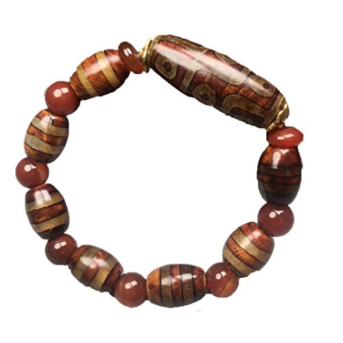 Dzi jonc agate tibétaine cadeau symbolique précieux avec motif Neuf Yeux pour anniversaire