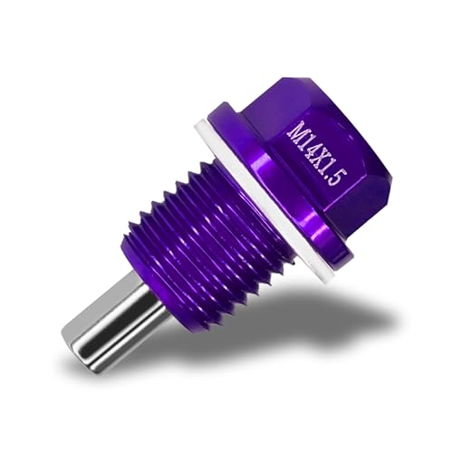 Hirificing M14×1.5 Car Magnetic Oil Drain Plug Removal Tool, Aluminum Alloy Oil Pan Sump Drain Nut Bolt Screw Repair Kit for Most Ford, GM, Hyundai, KIA and Accord, Civic, Pilot, Odyssey (Purple)