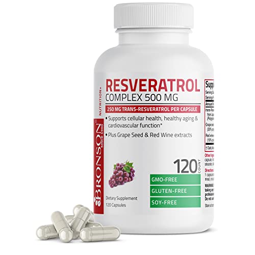 Bronson Resveratrol 500 Complex Standardized Trans-Resveratrol + Grape Seed & Red Wine Extract, 120...