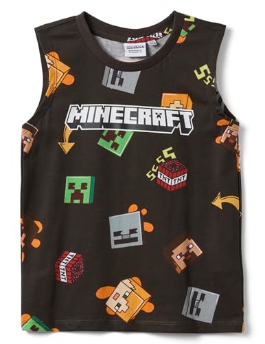 OVS Kids Schwarzes Kinder-Tanktop aus Reiner Baumwolle mit Minecraft-Print