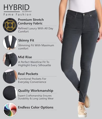 Hybrid & Company Super Comfy Stretch Women 5 Pockets Corduroy Skinny Pants2