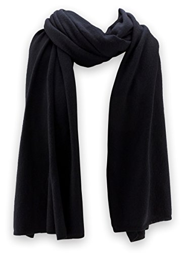 Jet&Bo 100% Pure Cashmere Travel Wrap, Shawl, Scarf & Blanket Black, Storage Bag + Gift Box4