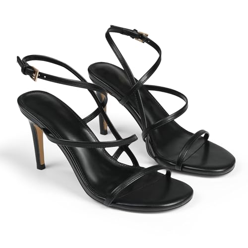 Strappy Heels for Womens Heeled Sandals Round Open Toe Slingback Stiletto Ankle Strap High Heels Dressy Comfortable Formal Shoes4