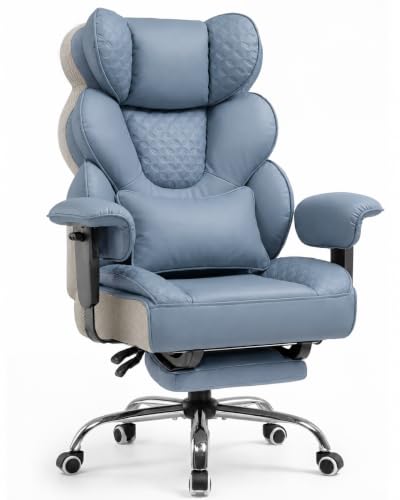 Image of GTPLAYER Gaming Chair Fabric Footrest Lumbar Cushion Light Blue