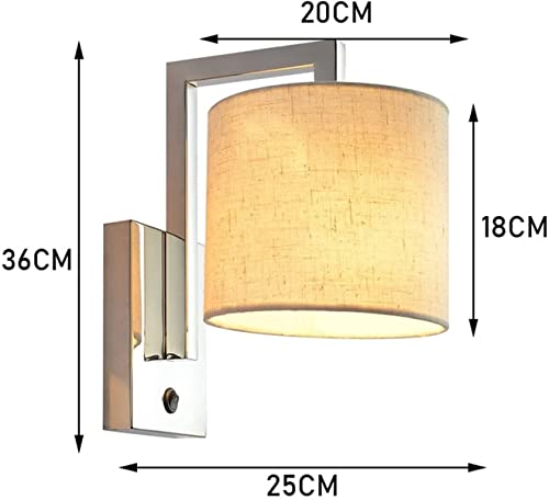 Apliques de pared para salón con interruptor y pantalla textil WQHPLMD 4