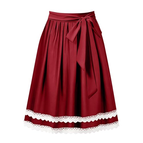 Vestido tradicional tirolés de tafetán cómodo con delantal de verano ajustable 4