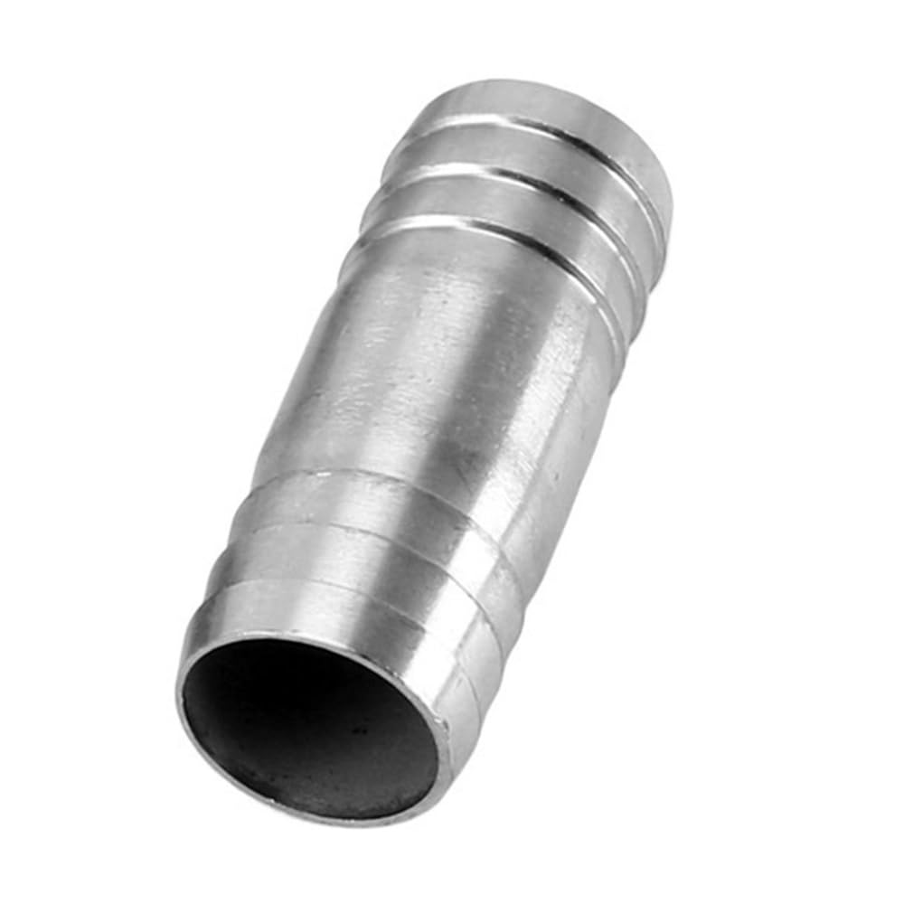 Yjqhody One Color Pagoda Joint Hose Barb Connector, 304 Stainless Steel Double Barbed 2 Way Equals Straight Pipe Fitting 1Piece(34Mm)