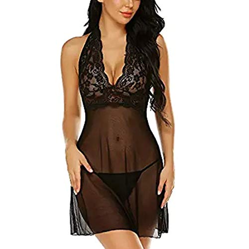 Copelsie Spitze Negligee V-Ausschnitt Babydoll Lingerie Zurück Nachtwäsche Kleid Dessous Unterwäsche für Damen mit… – Bild 3