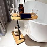 sandpaint Bamboo Bathtub Tray Table with Adjustable Height，A More Stable Bath Tub Tray Table，Batht