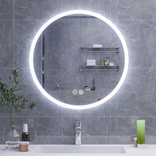 HySail Badspiegel mit Beleuchtung, 5mm Hochauflösender Silber-Spiegel, 3…