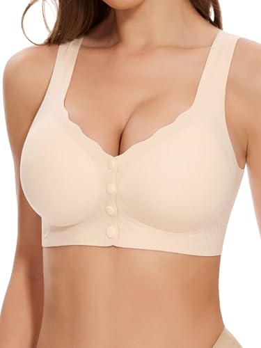 Image of Seamless Front Close Bras for Women Post Surgery Full Coverage Moisture Wicking Comfort Supportive Convenient Bralettes