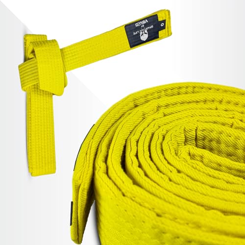 Victorbudo USA Karate Belt, All-Purpose Martial Arts Belt, Judo Belt, Taekwondo Belt, Colorful Karate Belt, Durable MMA Color Rank TKD Belt Size 0-6. (Yellow, 1)