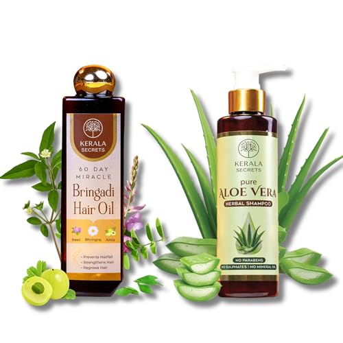 Hair Care Combo | 60 Day Miracle Bringadi Hair Oil 200 ML + Aloe Vera Herbal Shampoo 200 ML | Hair G...